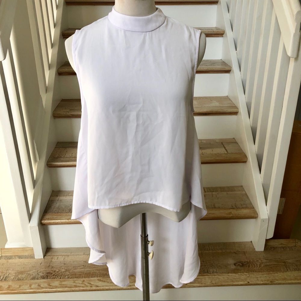San Joy white high low sleeveless top. Size S